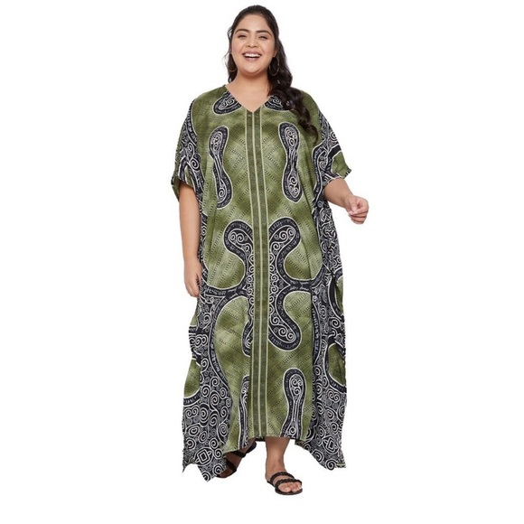 Gypsie Blu Kimono Maxi Dress Caftan Cover Up One Size Fits Most - Picture 1 of 10